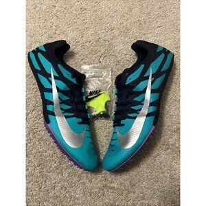 Mens Size 14 Nike Zoom Rival S 9 Low Obsidian Metallic Silver Track Shoes